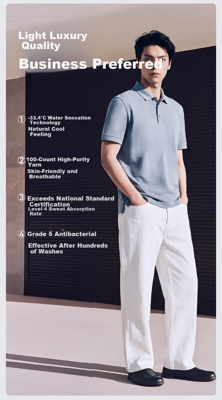 JD Jingzao 100-Count Premium Men's Polo Shirt Non-Iron Short Sleeve T-Shirt Summer New Father's Day Gift Navy Blue S 2
