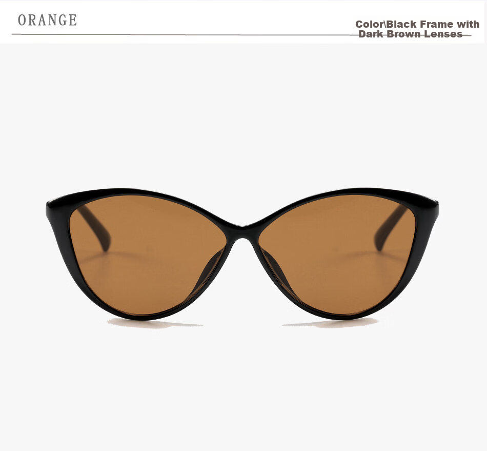 Boshide Cat Eye Sunglasses Retro Black Frame Brown Polarized Sunglasses Slimming for Square and Round Faces Glossy Black Frame Brown Lenses 8