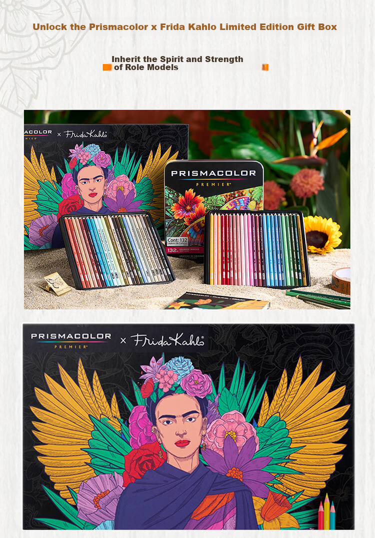 Thunder Horse Oil-Based Colored Pencils Frida Limited Edition Collaboration Set Gift Box (132 Colors + 20 Blind Box Pencils) Drawing Pencils Mother's Day Children's Day Gift 9