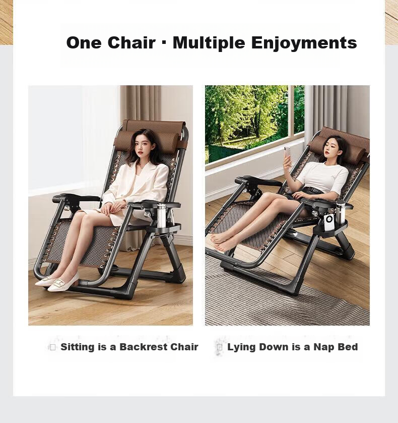 Qiyinge Lazy Recliner Folding Rattan Chair Nap Balcony Home Leisure Elderly Dual-Use Seat and Backrest Chair 9