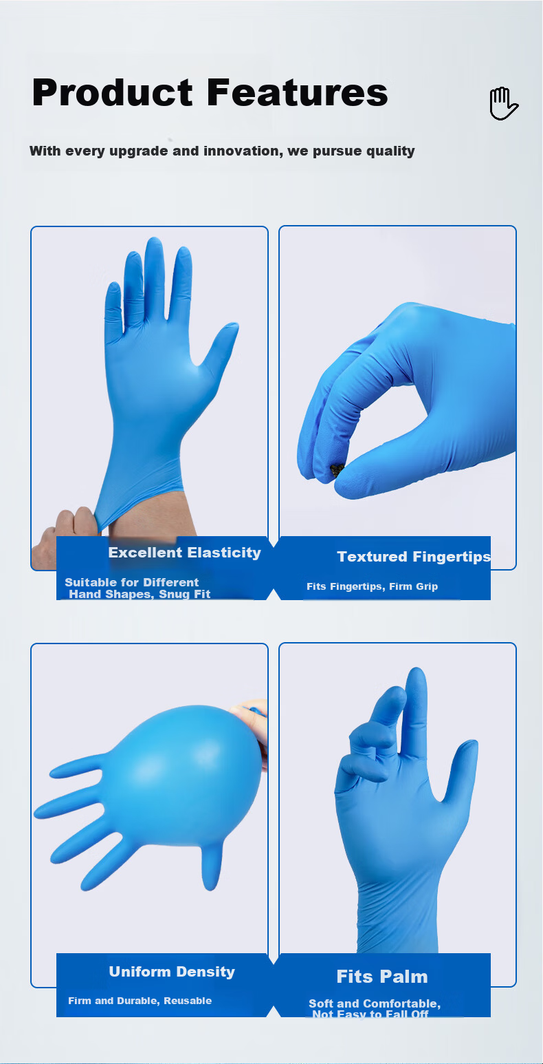 INTCO Disposable Nitrile Gloves Thickened Durable Food Service Household Kitchen Cleaning Dishwashing Size S Small 2