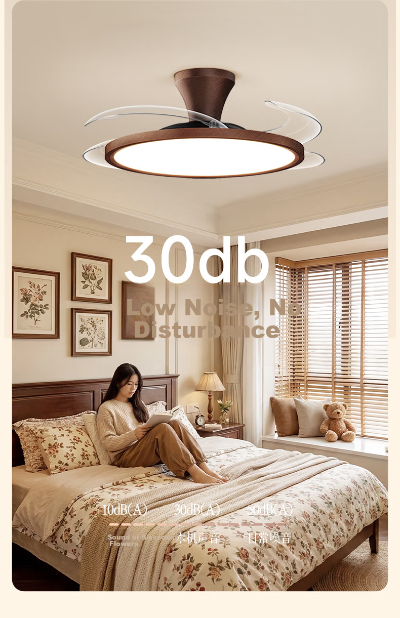 HP Puriguang Vintage Ceiling Fan Light with Invisible Blades for Bedroom and Dining Room Zhongshan Lighting with Installation Package Zhenzhiguang 13