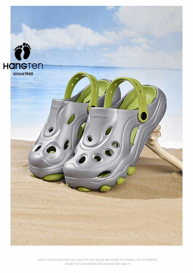 Huanteng Men's Summer Outdoor Beach Sandals Thick Sole Non-slip Breathable Clogs White Size 42-43 8