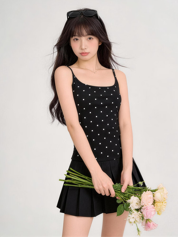 9i9 Polka Dot Strap Holiday Summer Pure Desire Sexy Backless Outerwear Beautiful Back Padded Inner Vest Women Gray S210 4