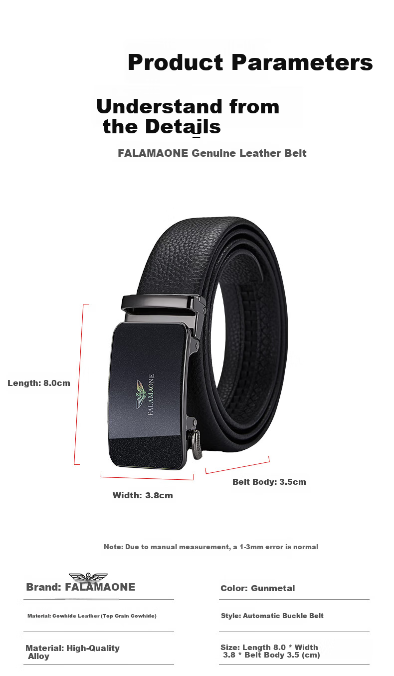 FALAMAONE Men's Leather Belt Gift Box with Automatic Buckle, Father's Day Gift for Dad 3