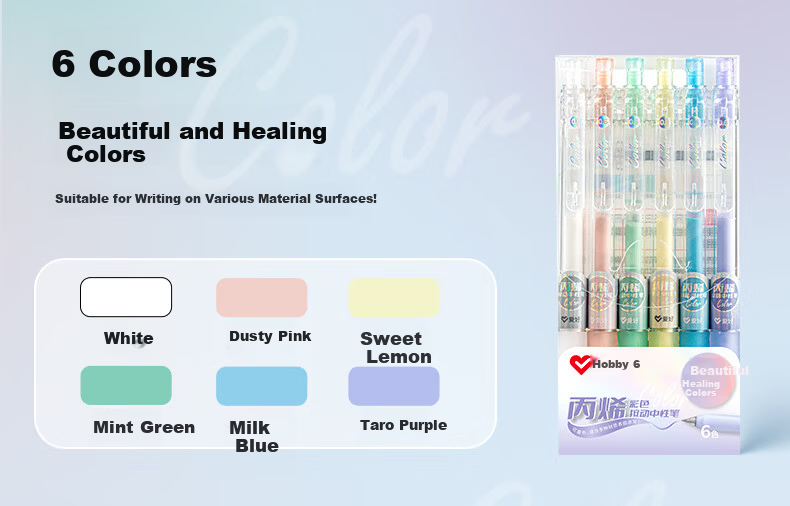 AIHAO Back-to-School Essential Acrylic Color Gel Pen 0.6mm Bullet Tip Retractable Highlighter Multi-Color Student Journal Artistic Green 6-Pack GP2607D 12