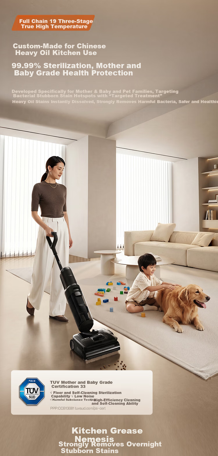Tineco Geek Steam 2.0 Steam Mop and Vacuum Cleaner Robot with 380°C High-Temperature Steam Source and 28KPa Suction, Anti-Tangle Hair, Floor Cleaning and Mopping All-in-One 10
