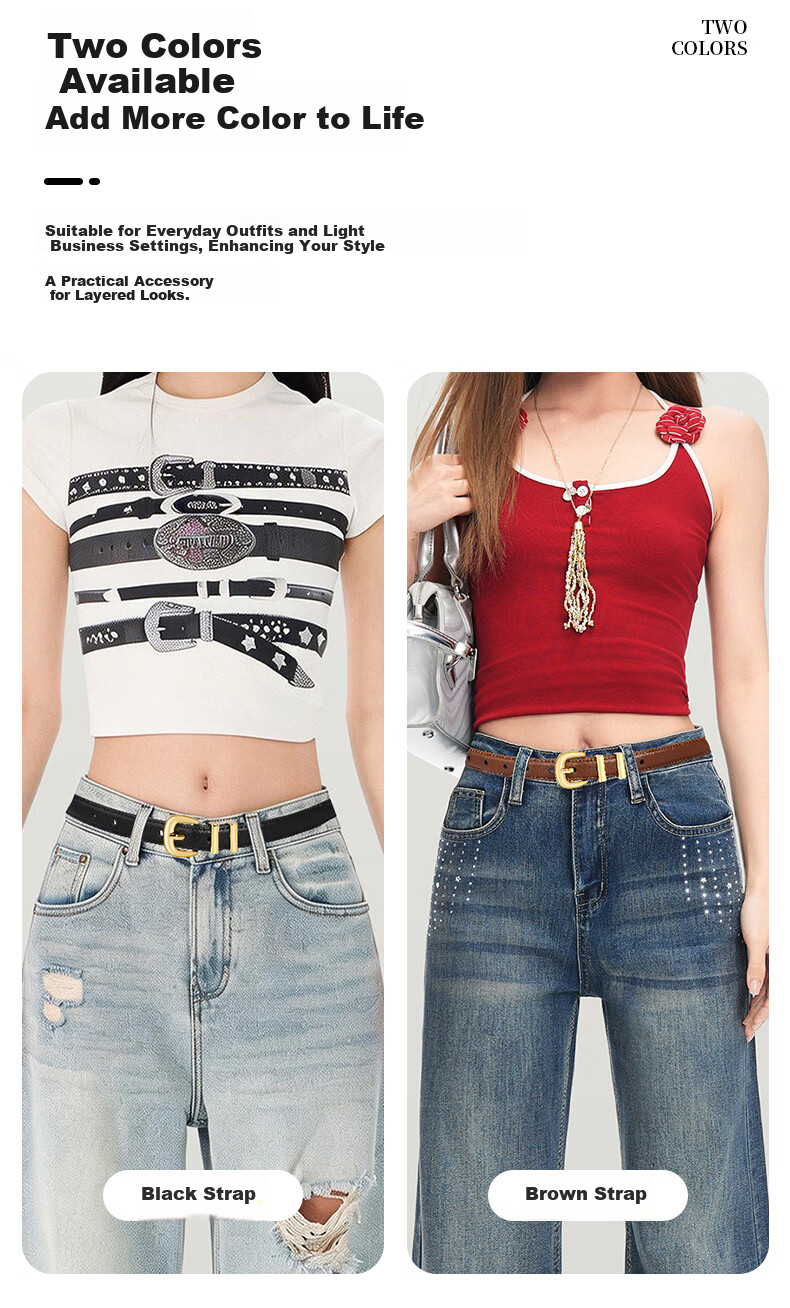 CARTELO Women's Genuine Leather Belt Cowhide Jeans Belt Korean Style Simple Versatile Pin Buckle Belt Birthday Gift for Girlfriend 4