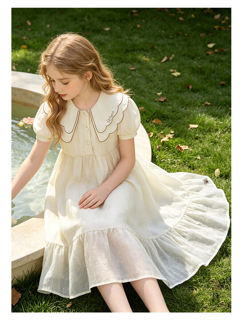 Disney Girls' Tencel Dress Summer Lightweight Princess Dress for Older Children EQ083 Blue 160cm 5