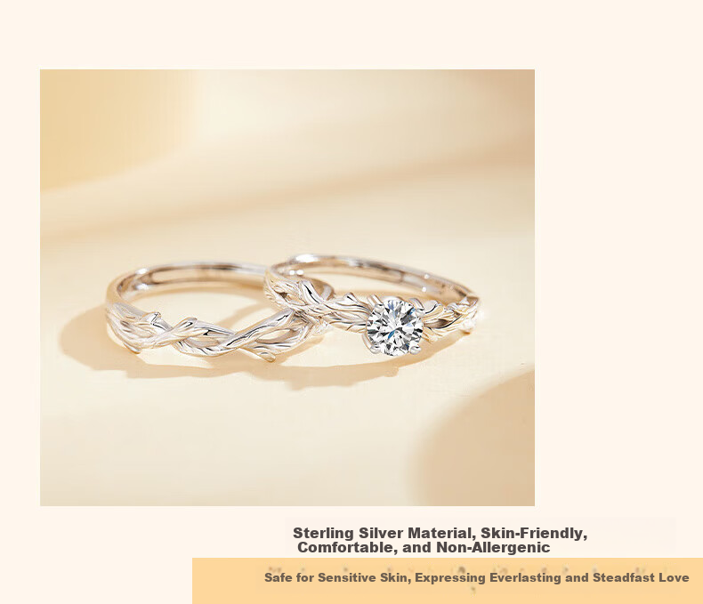China Jewelry Pure Silver Intertwined Branch Couple Rings 2026 New Engagement Wedding Bands Birthday Gift for Girlfriend 3