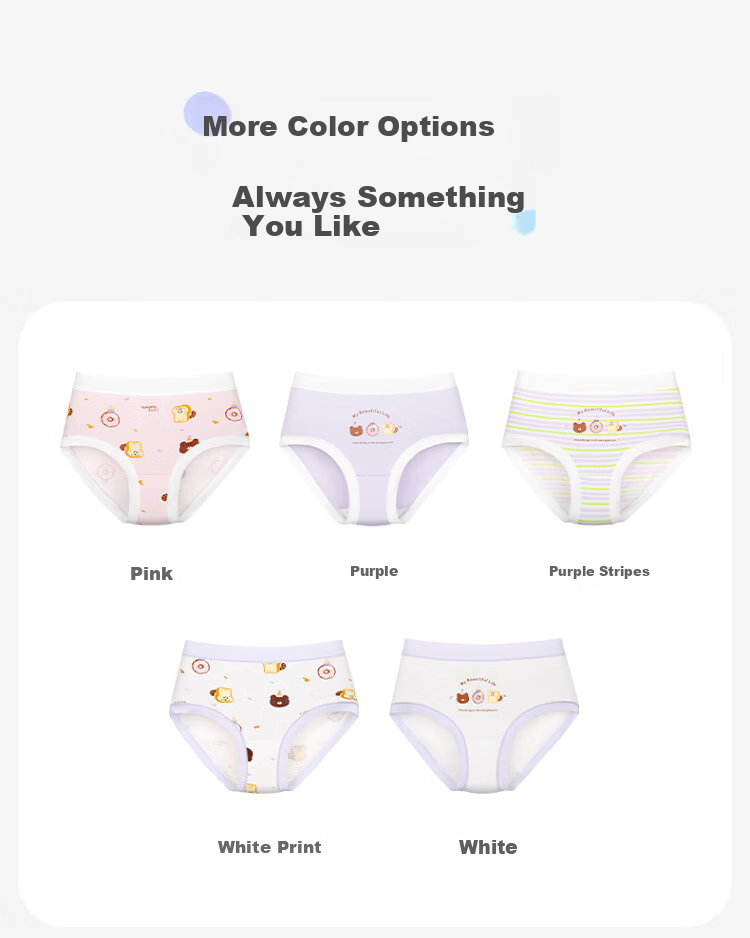 Jiusuiban Children's Underwear Girls A-Class Mulberry Silk Crotch Breathable Cartoon Forest Briefs for Older Kids 3