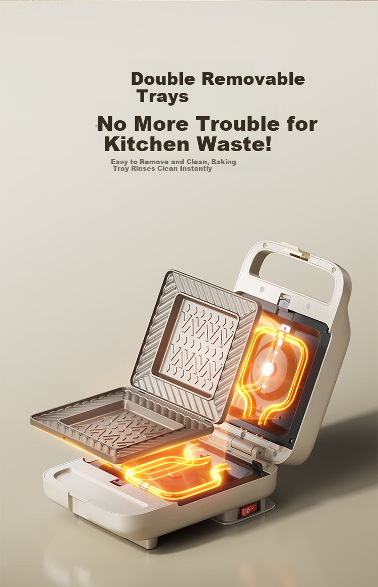 Bear Sandwich Maker Breakfast Machine Bread Toaster Hot Press Multifunctional Electric Griddle 0 Fluorine Titanium Ceramic Removable Baking Plate Thickened Edge Adjustable Thickness SMZ-D06M3 6