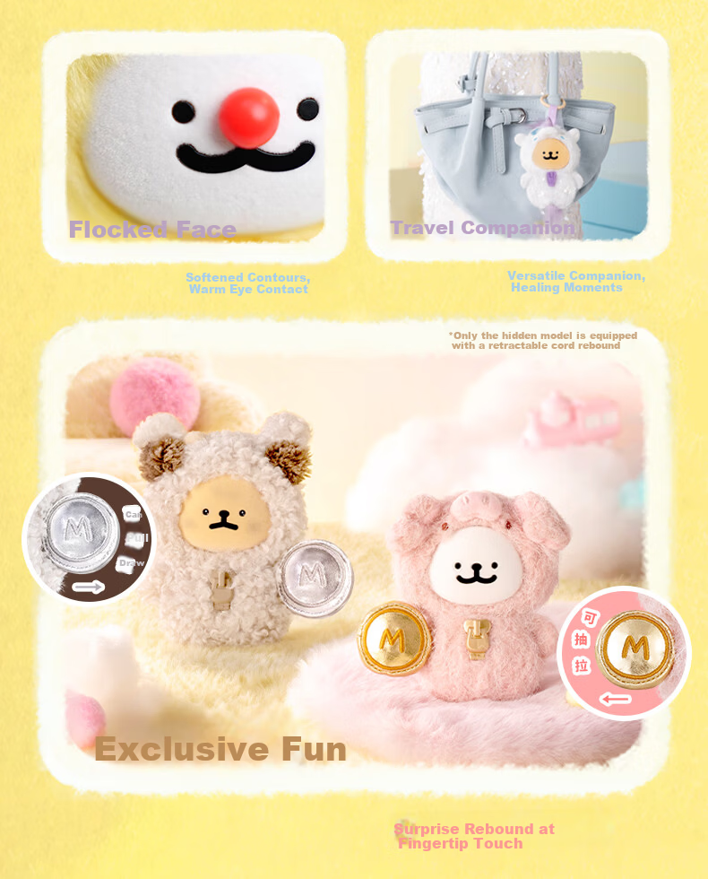 Funism Playful Line Small Dog Vinyl Plush Series Blind Box Pendant Doll Figurine Birthday Gift for Men and Women Single Piece 4