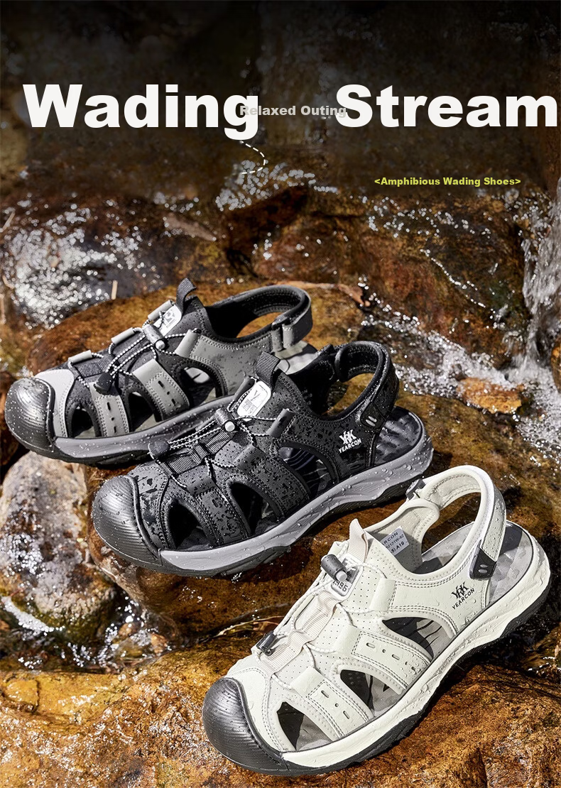 Yierkang Men's Sports Casual Open-Toe Sandals Beach Outdoor Water-Resistant Sandals 62121W Black Size 39 1