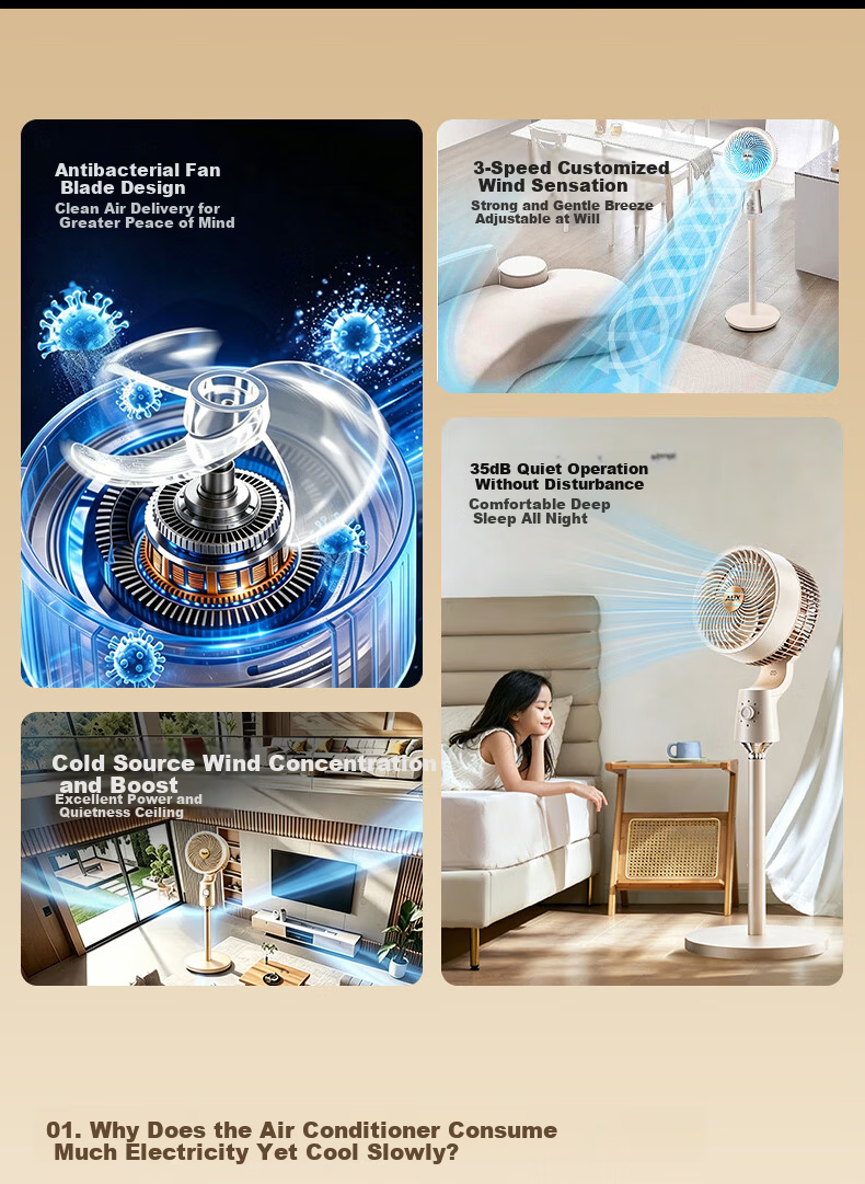 AUX Summer Hot Sale New Floor Fan Air Circulation Fan Retractable Foldable Desktop Office Table Floor 3-in-1 Home Fan Price Guarantee 618 5