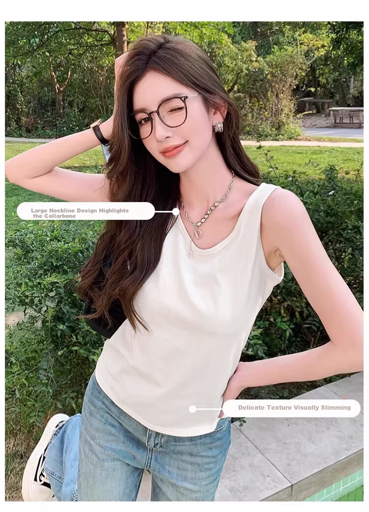Langsha Cooling Snowflake Cotton Women's Vest Spring Loose Fit Side Coverage Camisole Sleeveless Casual Lazy Style Top 3
