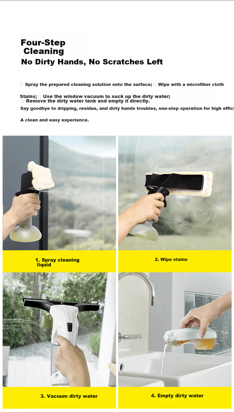 KARCHER Germany Karcher WV1 Handheld Wireless Electric Window Cleaner Glass Squeegee Surface Cleaner Tile Scraper Suction All-in-One 17