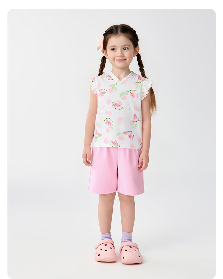 Balabala Baby Pajama Set Spring Summer Lightweight Children's Air Conditioning Clothes Girls' Homewear Toddler Traditional Chinese Style Print 19