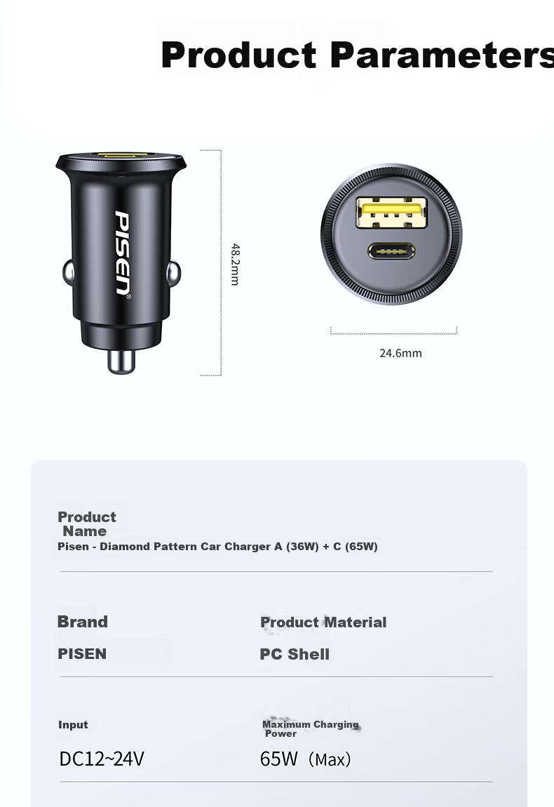 PISEN 136W Multi-Port Car Charger Super Fast Charging 3-in-1 Car Adapter Compatible with Apple 17, Huawei, Xiaomi 10