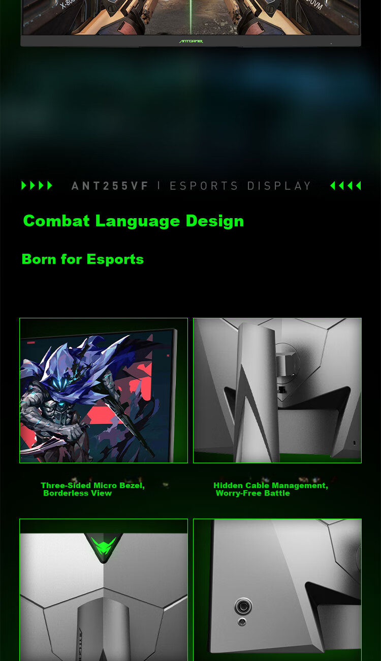 ANTGAMER Ant Esports 24.1-inch 540Hz E-TN Panel Monitor GTG 0.5ms Response Ultra High Refresh HDR400 Fearless Contract Professional Monitor ANT255VF 10