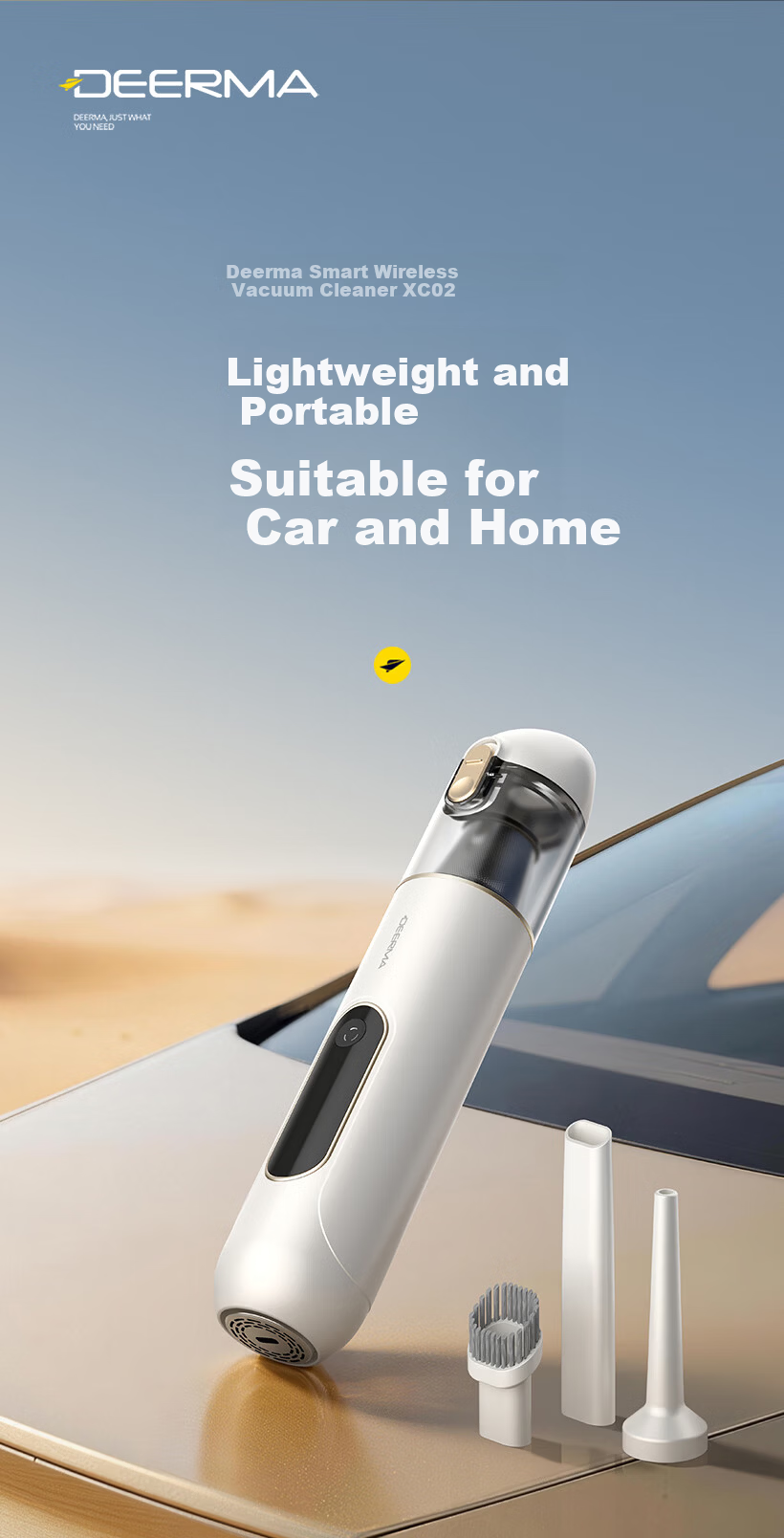 Deerma XC02 Handheld Wireless Car Vacuum Cleaner Cordless High Suction Blower and Vacuum for Home Desktop Window Sill Pet Dust Removal 2