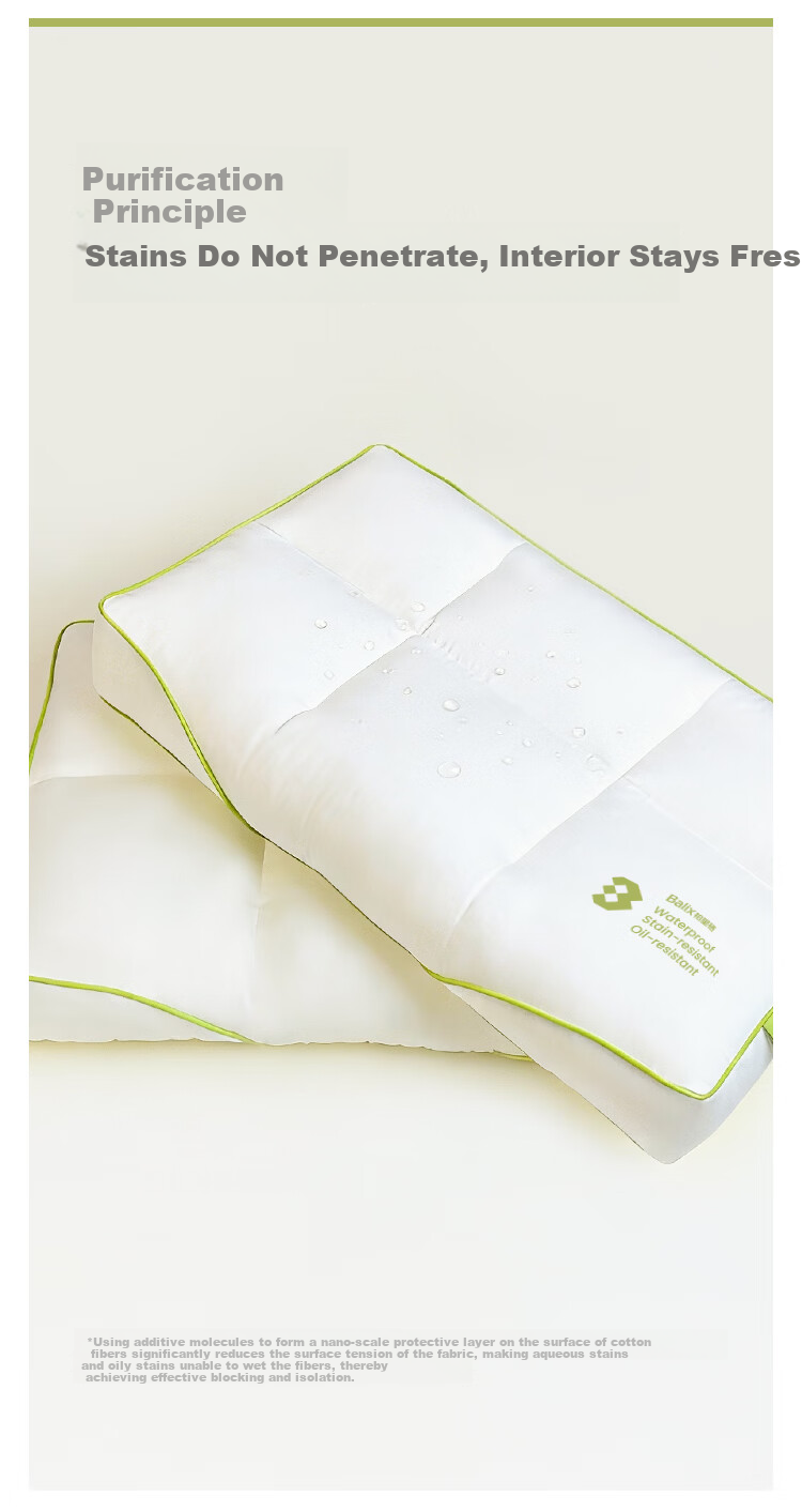 BALIX 【99.9% Antibacterial】Balixi Triple Protection Neck Pillow 60-Count Pure Cotton Anti-Mite Waterproof Oil-Resistant Wash-Free Class A 7
