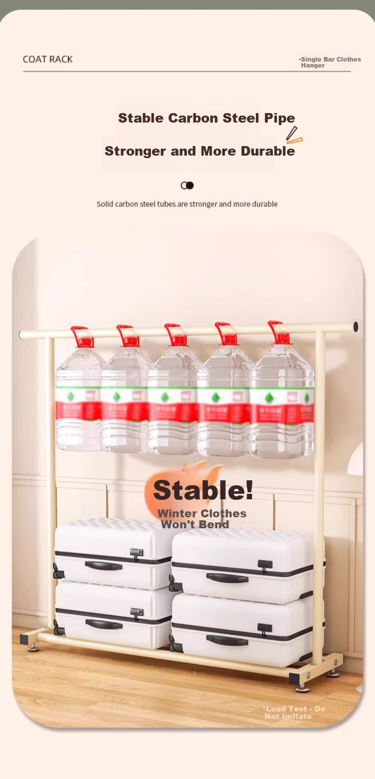 Yemai Floor Clothes Drying Rack Balcony Clothes Rod Bedroom Home Dormitory Hanger Pulley Type 1.5m Milk White 5