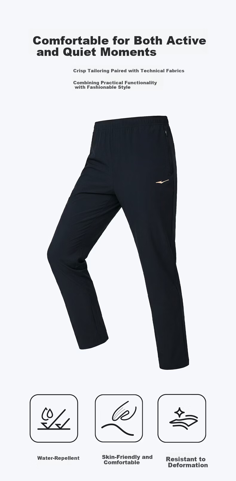 ERKE Women's Sports Cropped Pants Summer Water-Repellent Ice-Cooling Sun-Protective Straight Casual Slim Solid Color Pants 2