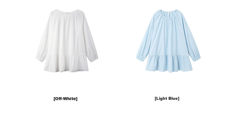 Demana [Pure Cotton Poplin] Spring Elegant Round Neck Mid-Length Doll Shirt Loose Small Size Blouse for Women 28