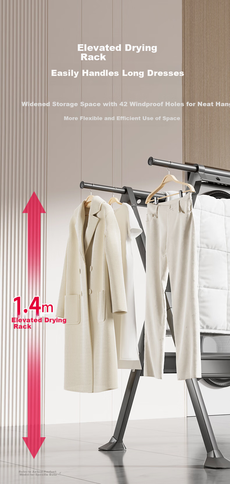 Fengshang Floor-Standing Foldable Clothes Drying Rack for Home Balcony and Bedroom 7