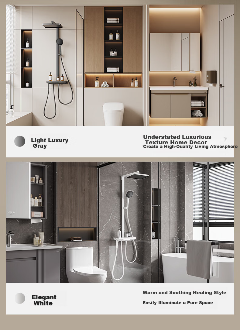 JOMOO Piano Key Storage Square Tube Top Spray Handheld Dual Anti-Scale Shower Set 36694 White 10
