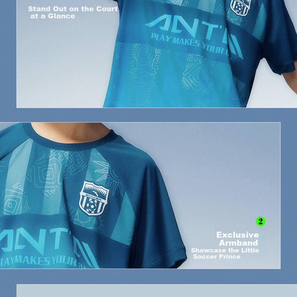 Anta Kids Boys Football Match Set 2026 Summer Breathable Youth Jersey Short Sleeve Shorts A52622203 33