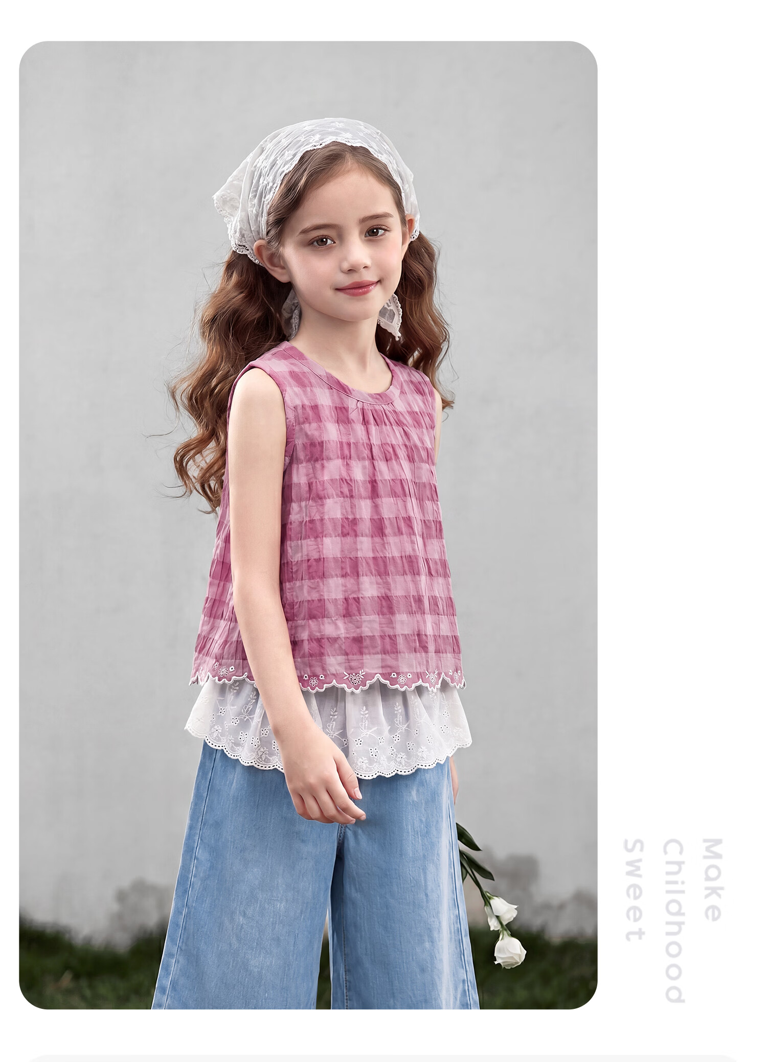 JELLYBABY French Lace Sleeveless Fashion Set New Summer Girls' Vest/Strap Top + Long Pants for Older Kids 21