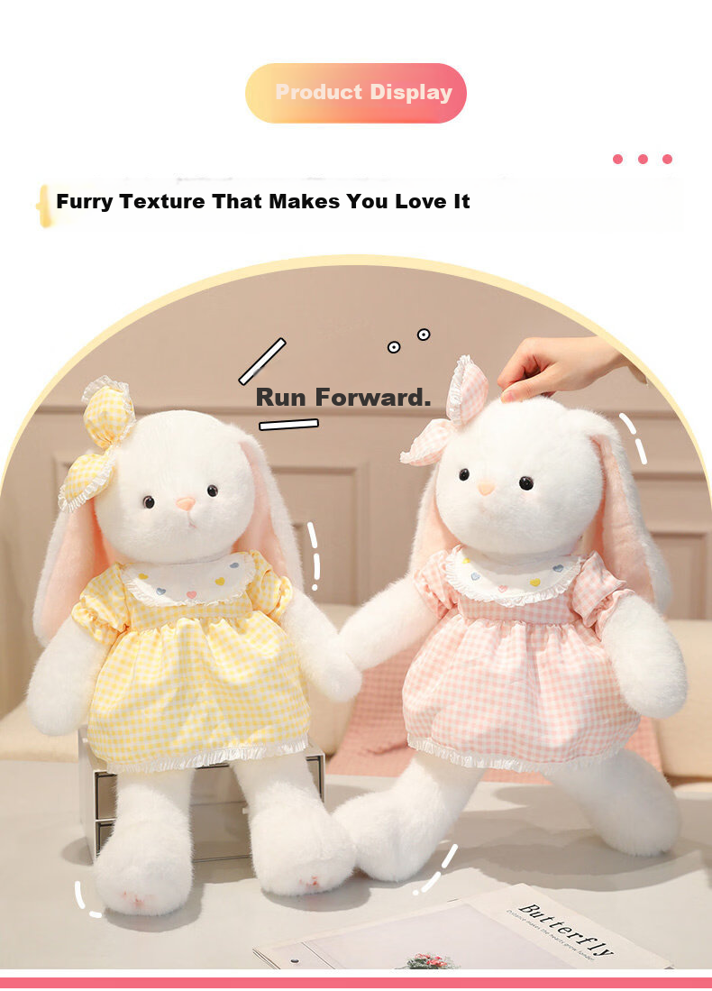 WELTSTON Plush Toy Doll Pillow Sleeping Companion Stuffed Animal Children's Day Gift Sweet Cone Bunny for Girls 4