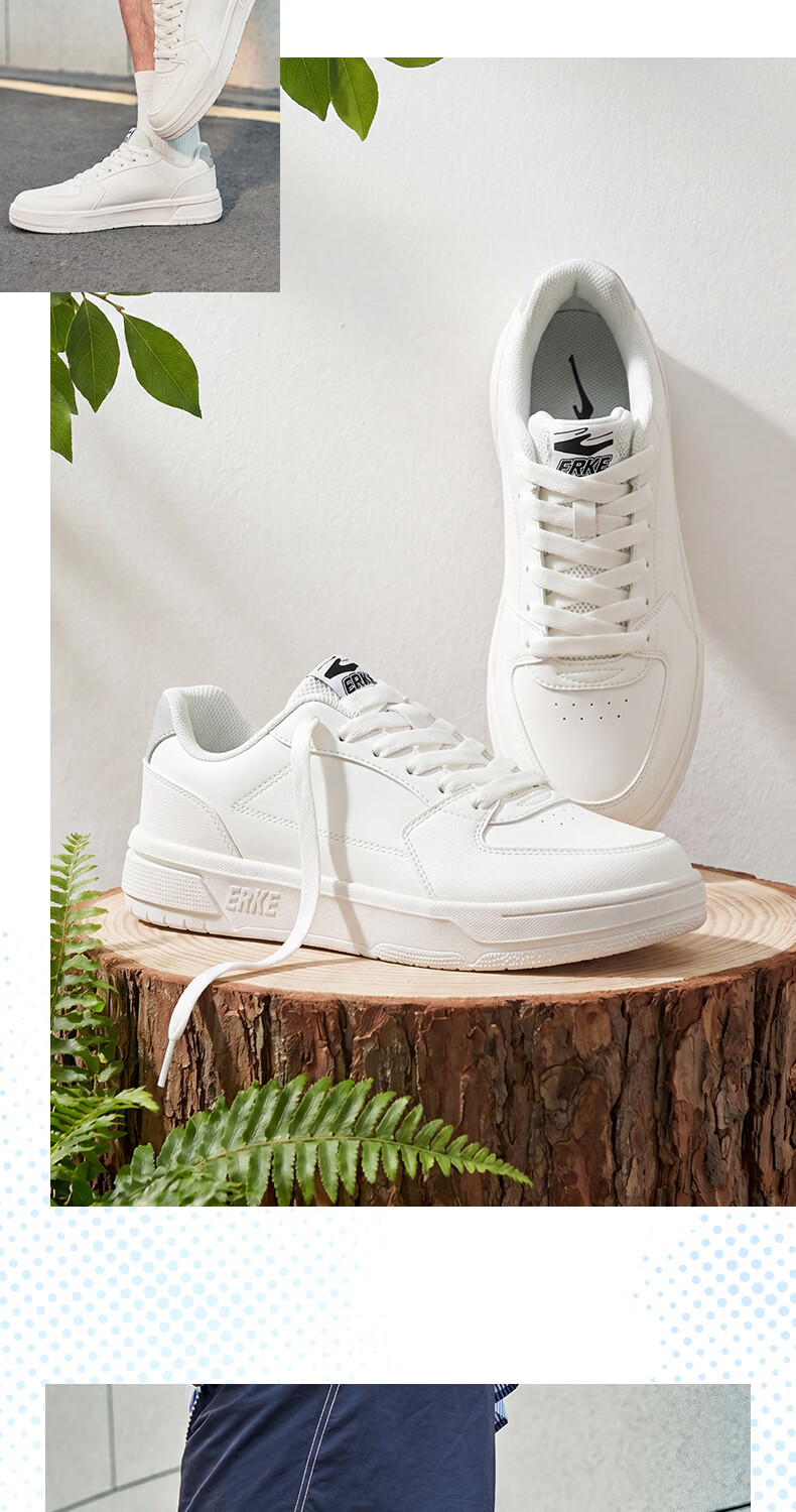 ERKE Men's Canvas Shoes, New Summer Style, Breathable Versatile Thin-Soled Fashionable Casual Shoes, White Sneakers, Sports Footwear | Tianhe 6