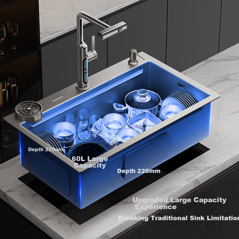Dongpeng 5mm Thickened Kitchen Sink Large Single Bowl 304 Stainless Steel Extra Large Undermount Dishwasher Sink 8148