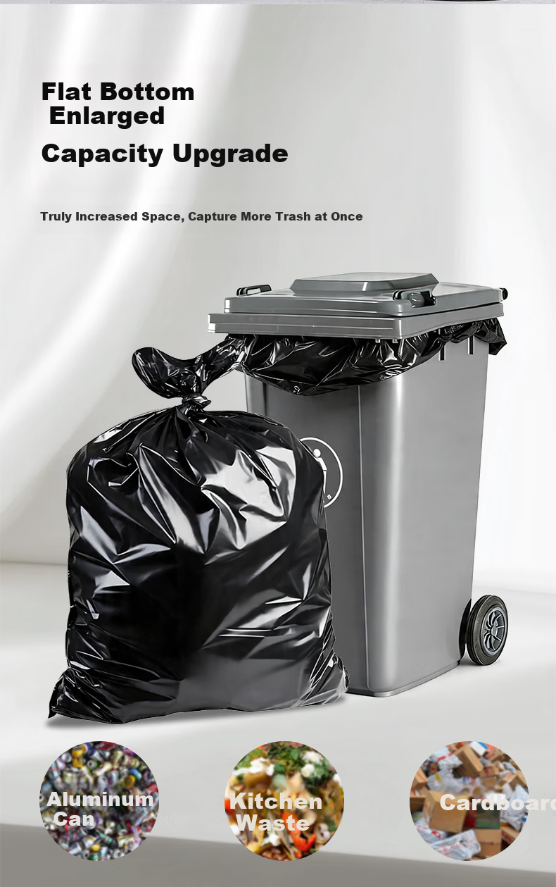 Zhijie Flat Mouth Black Garbage Bags 80x90cm 50pcs Double-Sided 3-Layer Extra Large Thickened Property Bags Economical Pack 10
