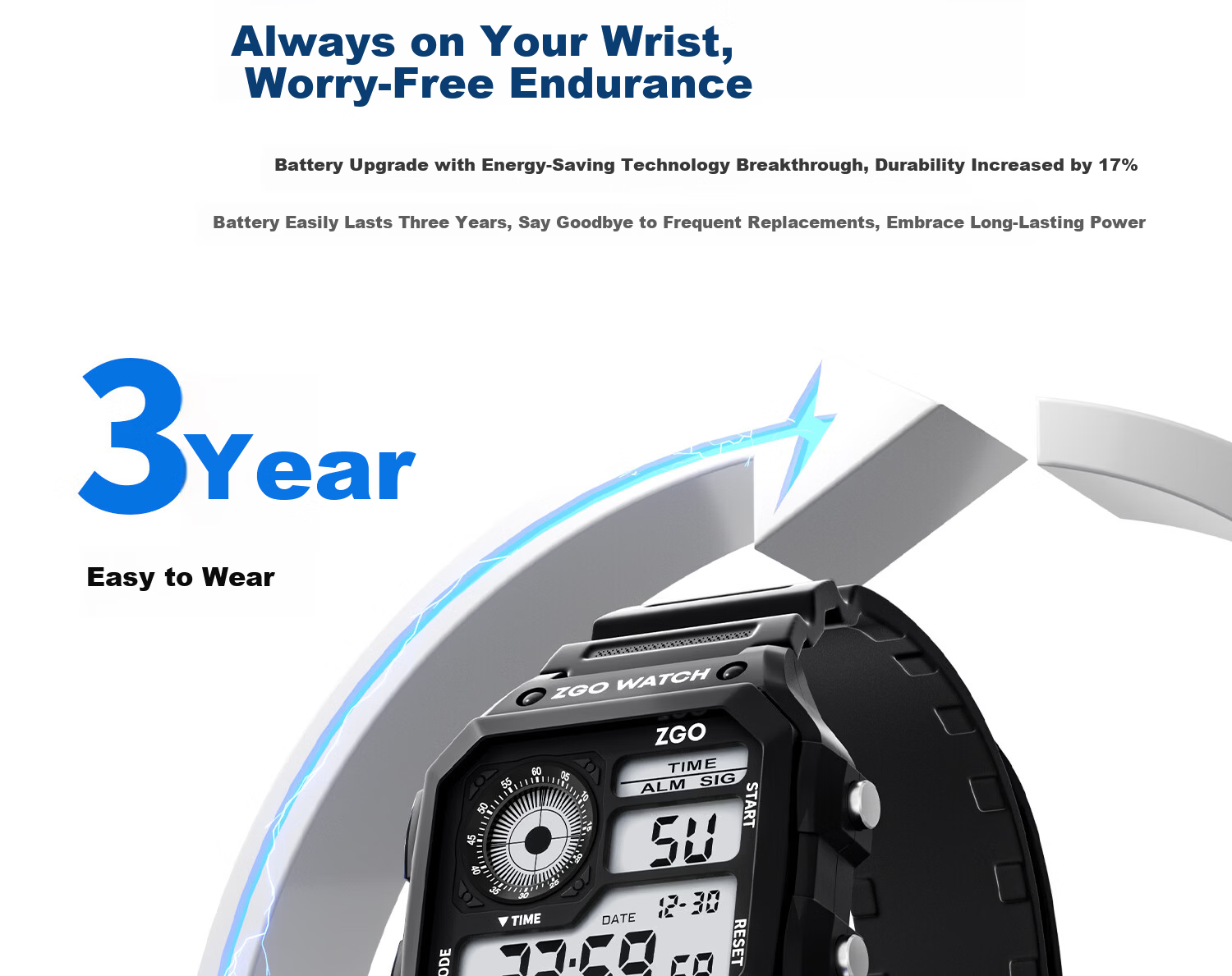 ZGO Men's Vintage Style Digital Watch Student Waterproof Small Square Sports Electronic Watch for High School and Middle School Students 11