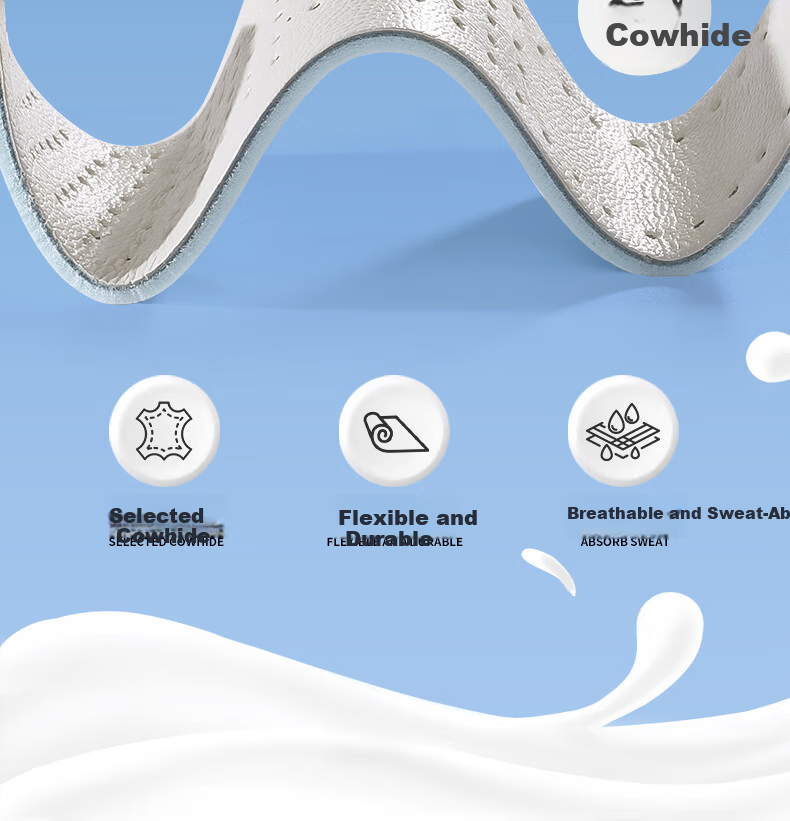 3AnGnI 2 Pairs Latex Cowhide Insoles Lightweight Breathable Sweat-Absorbing Odor-Resistant Comfortable Soft Elastic Unisex 6