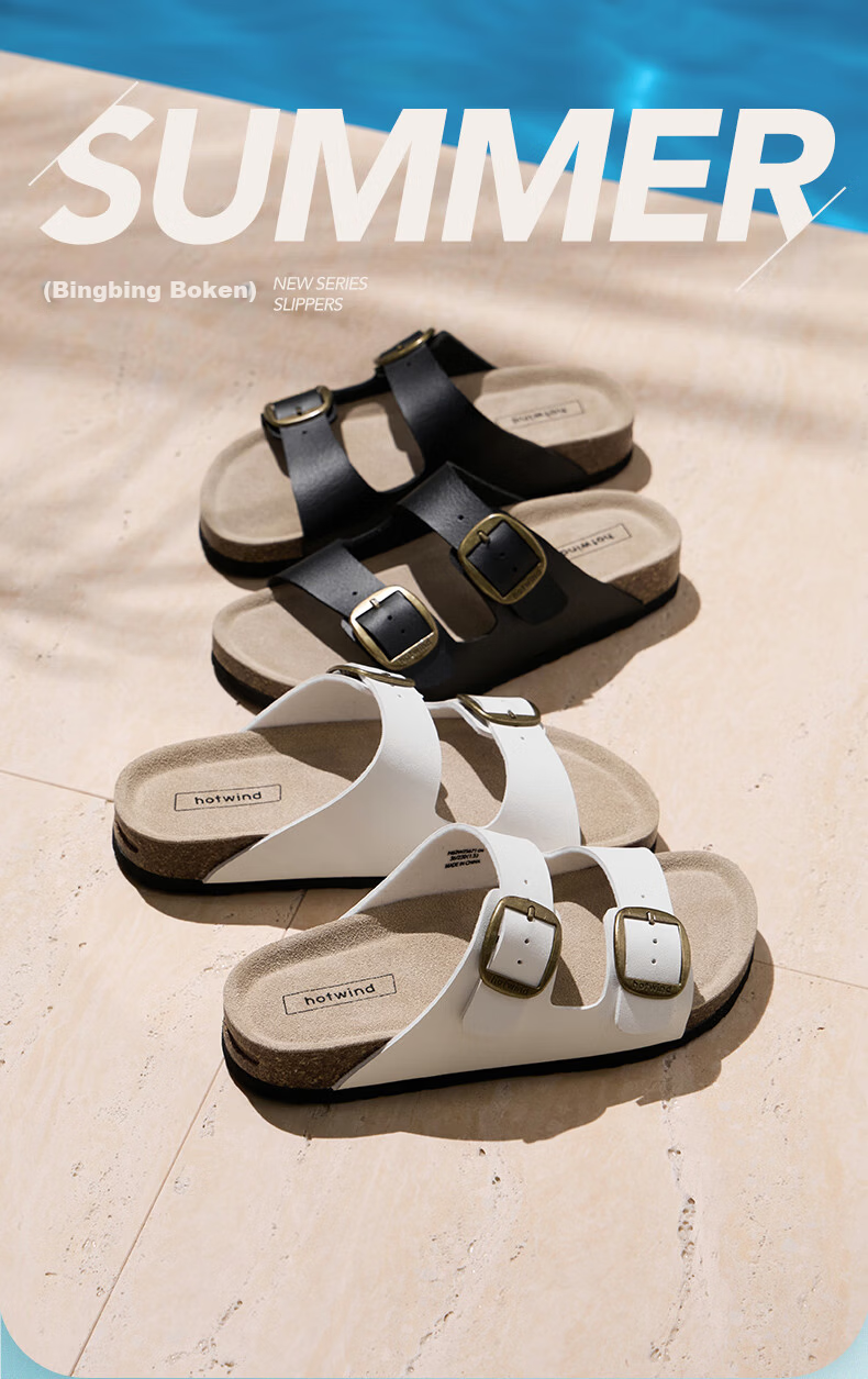Hotwind Birkenstock Women's Summer New Fashion Versatile Commuter Cork Sandals Beach Slippers for Women 8