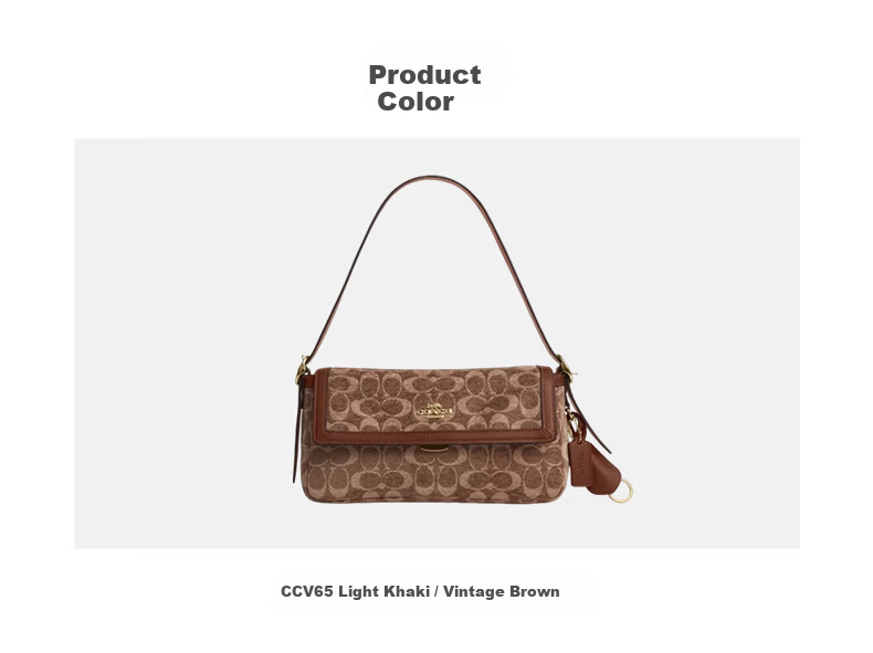 COACH Women's ETTA Classic Logo Shoulder Crossbody Bag Light Khaki CCV65 1