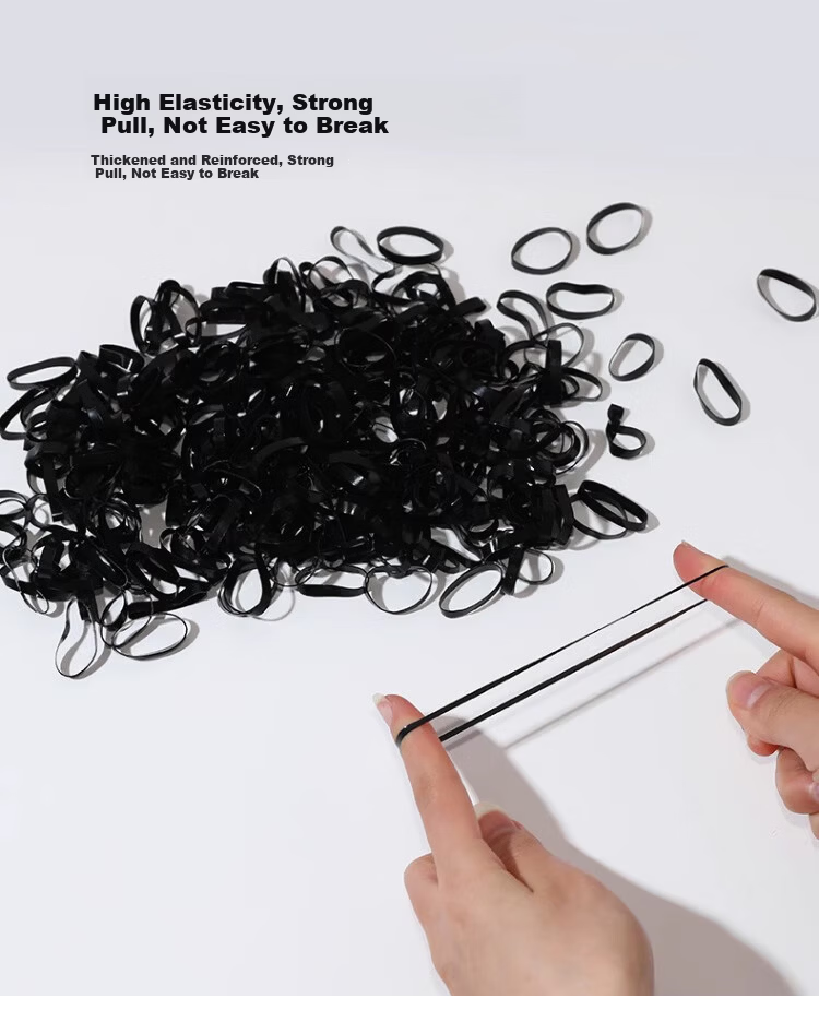 Banjeni Thickened Elastic Hair Bands High Elasticity Black Latex Hair Ties Disposable Small Hair Ropes Boxed 3