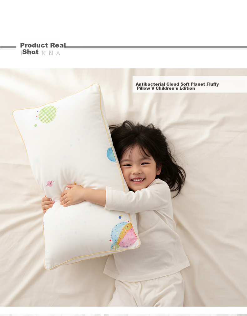 Fuanna Kids Pure Cotton Class A Antibacterial Fiber Pillow Core Student Children's Pillow 60*40cm 8