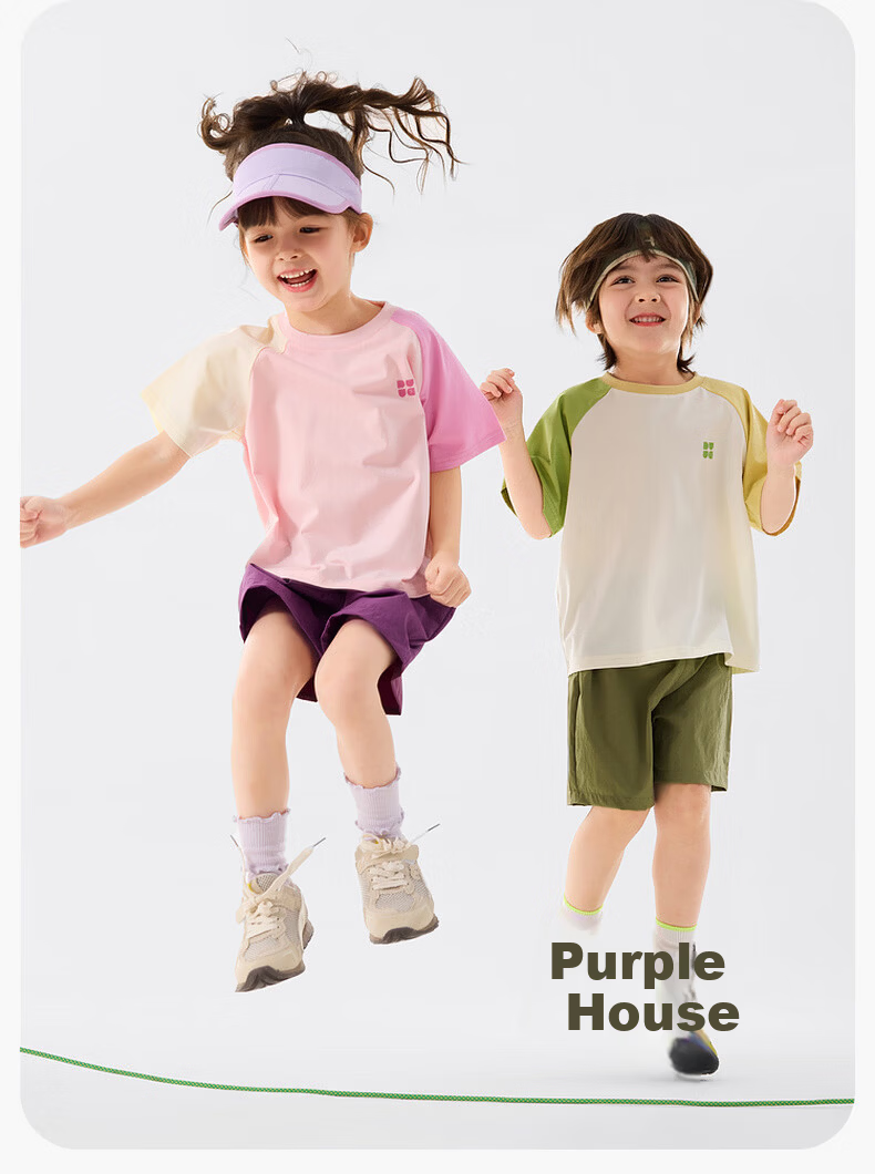 Dudu Kids Colorblock Summer Set Boys Two-Piece Sportswear Girls Short Sleeve T-Shirt and Shorts Cream White 110 9