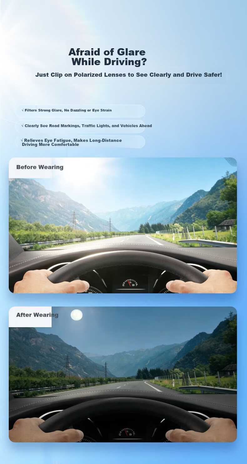 JFJN Polarized Clip-On Sunglasses for Myopia, UV Protection, Anti-Glare, Driving, Fishing, Hiking, Cycling JP02 4