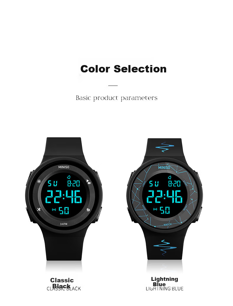 MINISO Sports Waterproof Digital Watch for Kids Teens Alarm Clock Genius Children Timepiece Gift 12