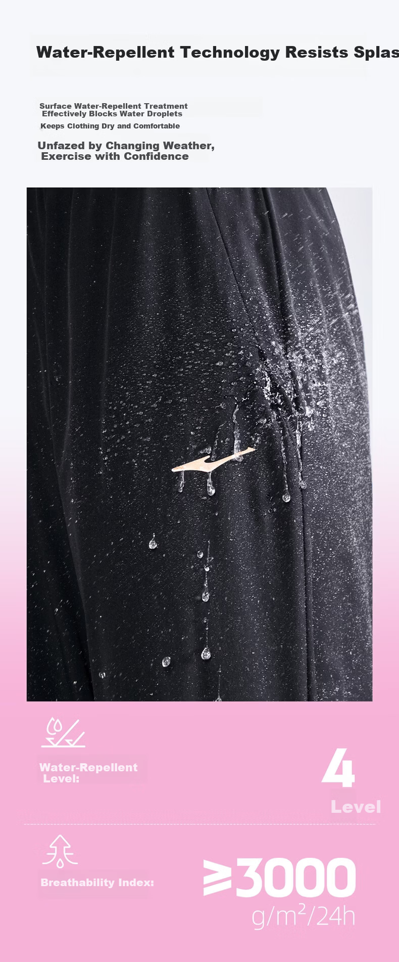 ERKE Women's Sports Cropped Pants Summer Water-Repellent Ice-Cooling Sun-Protective Straight Casual Slim Solid Color Pants 3