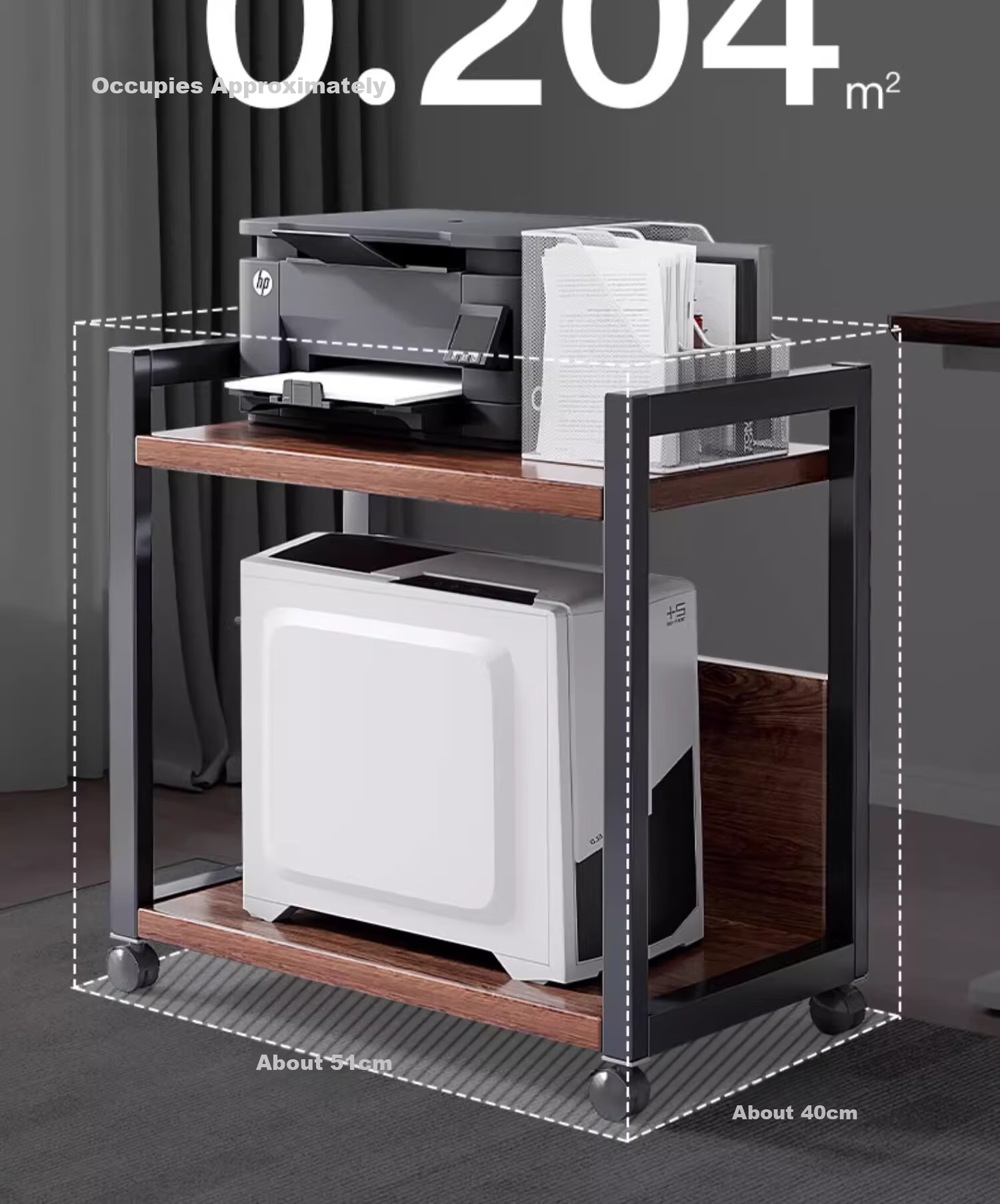 OLENOUFENG Storage Rack Printer Stand Floor Storage Rack Simple Host Bracket Multi-layer Shelving Mobile Shelf 4