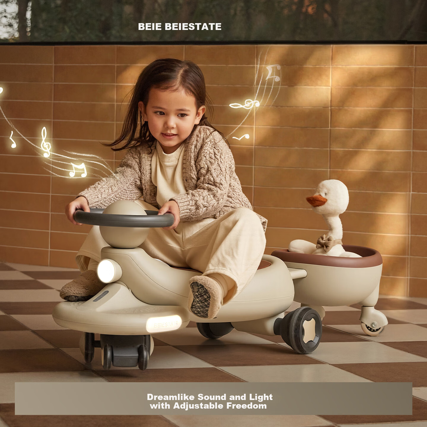 BEIESTATE Planet Twist Ride-On Car for Kids 1-6 Years Old, High Load Capacity, Adult-Sittable Baby Rocking Car, Gift, Mica Gray