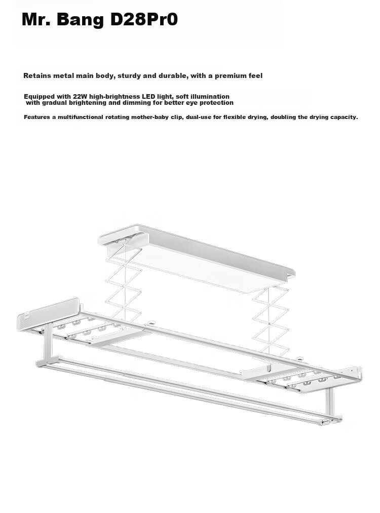 Mr. Bang [Genuine Supply] Electric Clothes Drying Rack Smart Invisible Balcony Large Capacity Drying Machine Lifting Clothes Rod D28pro 2